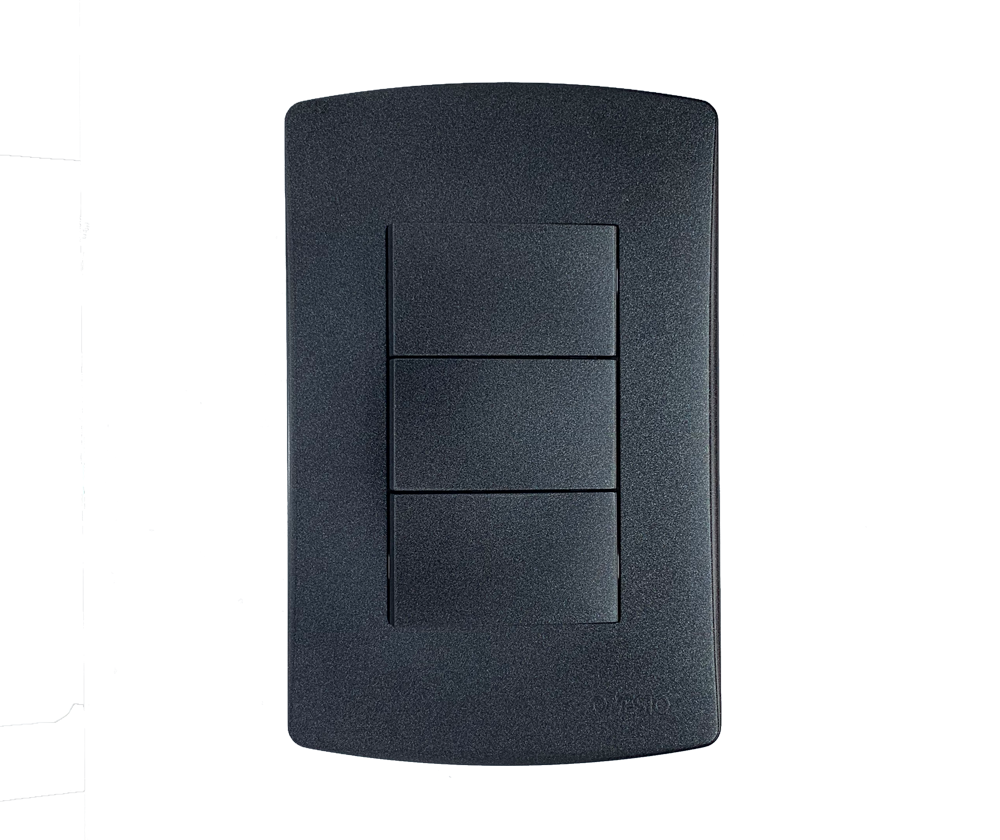 4X2 3 Lever 1 Way Switch Black Graphite