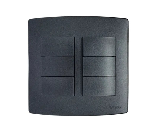 16A 6 Lever 2 Way Switch, 4X4 Black Graphite