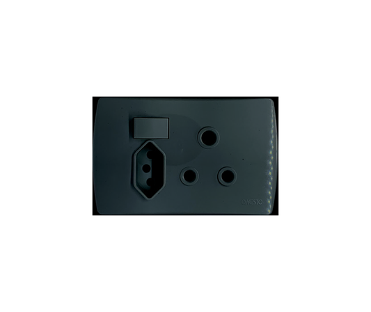 16A 3Pin Sa Socket + 3 Pin Za Plug Socket 4X2 Black