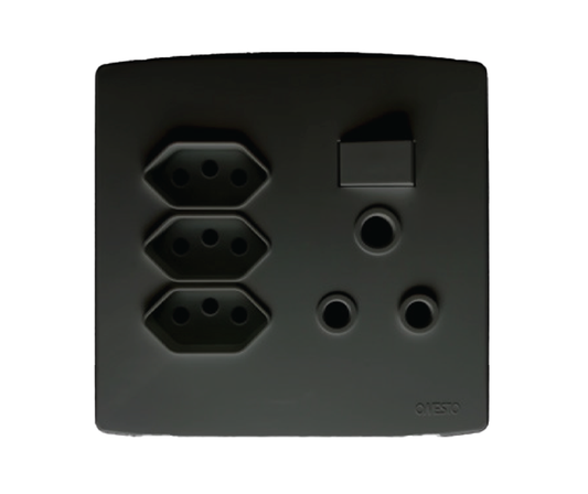 16A 3 Pin Socket And 3X3 Pin Za Plug Socket 4X4 Black