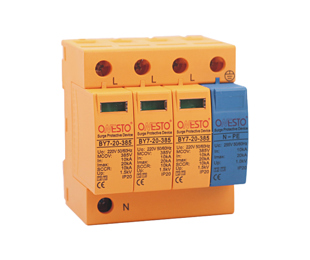 4 MODULE SURGE ARRESTORS 40kA - 3 Pole + NPE, Surge Arrestor with indication window, UC(V):275 or 385