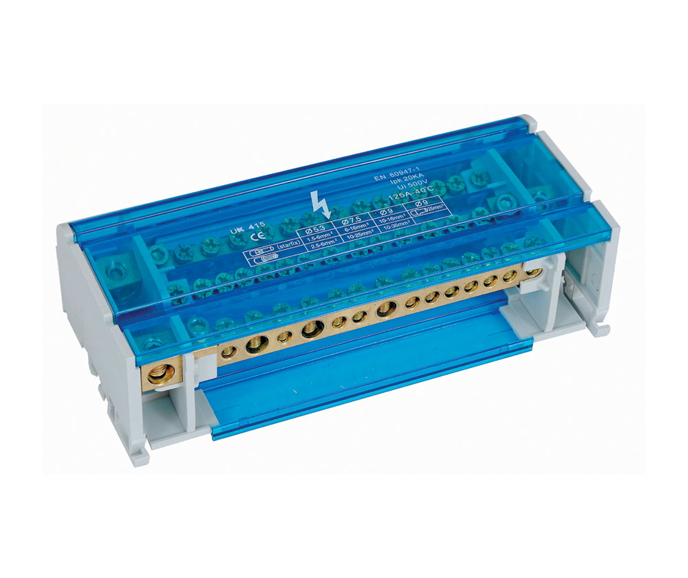 Multi Pole Distribution Block - Din Rail Mount - 125A 4 Pole