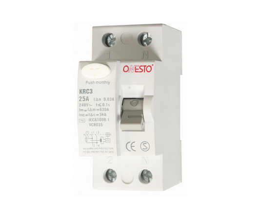 Onesto - 1P + Neutral Earth Leakage, No Overload, 30mA, 2 Pole