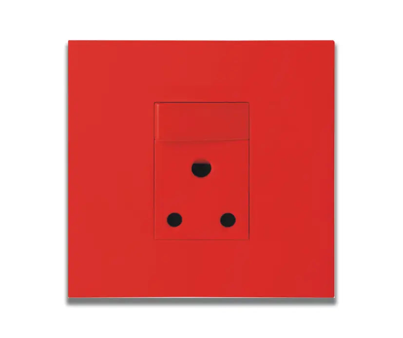 4 X 4 16A Single Switched Socket Outlet Vertical Dedicated-Red