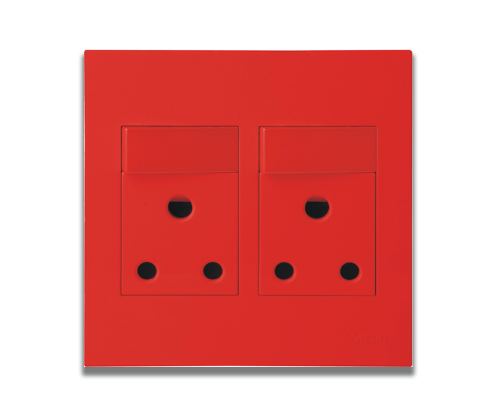 4 X 4 16A Double Switched Socket Outlet Dedicated-Red Monoblock