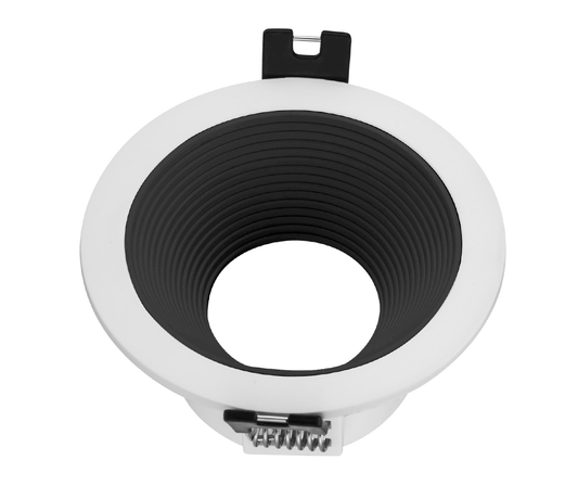 Black & White Round Anti-Glare Fixed Deep Recessed Plastic Fitting