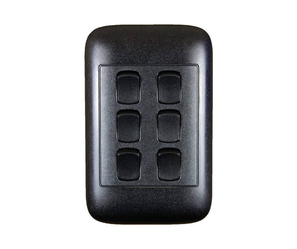 4X2 6Lever 1Way Black Switch