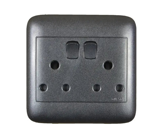 4X4 Double Black Switch Socket