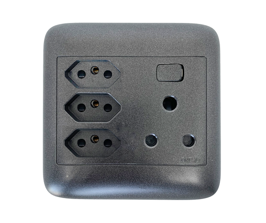 4X4 16A Socket+ 3 New Za Switched Socket Black