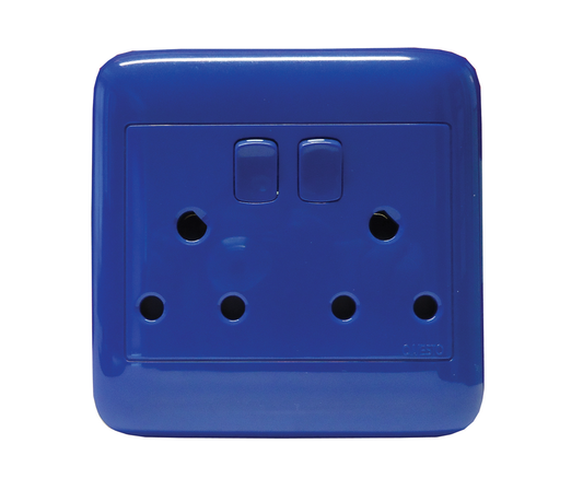 4X4 Blue Dedicated Double Switch Socket