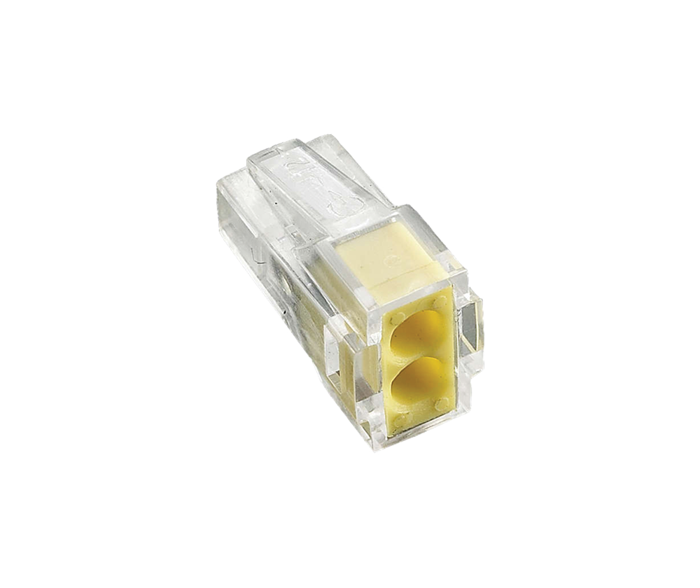 Yellow Fixed Wire Connector 400V 24A for 2 Wires (0.75 - 2.5mm²)