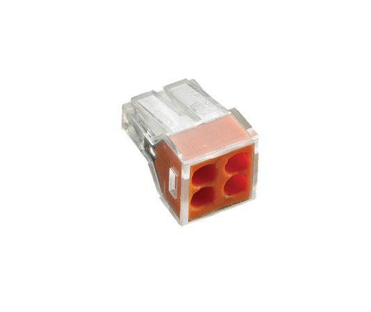 Orange Fixed Wire Connector 400V 24A for 4 Wires (0.75 - 2.5mm²)