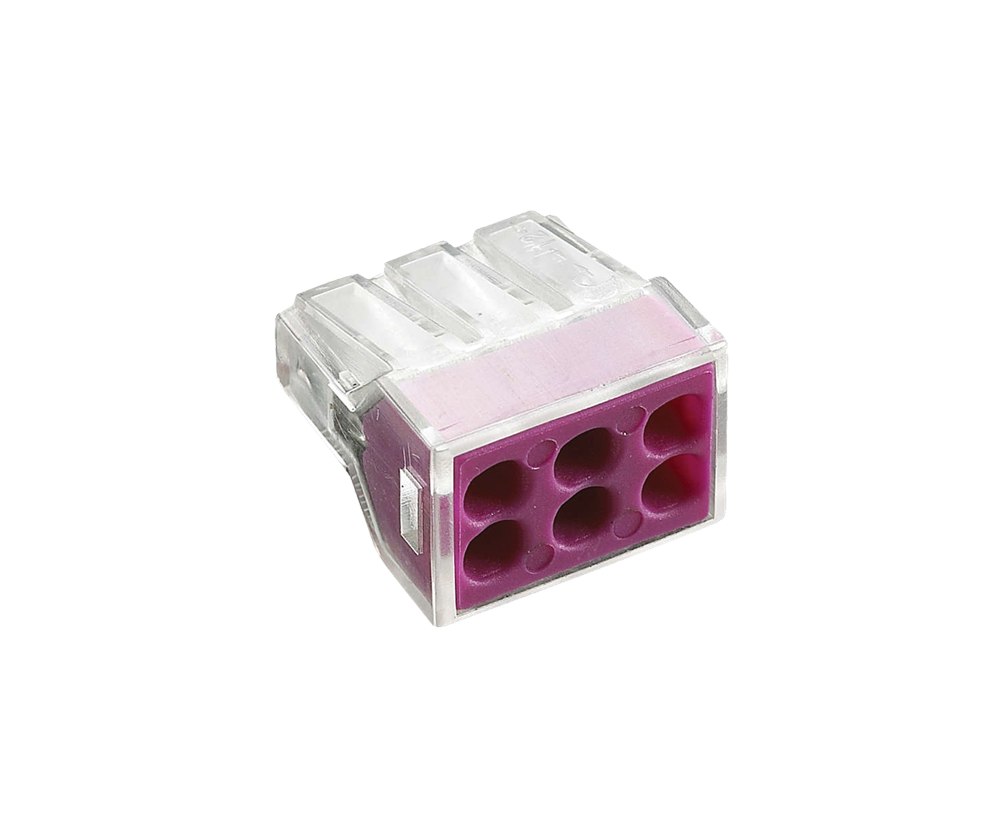 Purple Fixed Wire Connector 400V 24A for 6 Wires (0.75 - 2.5mm²)