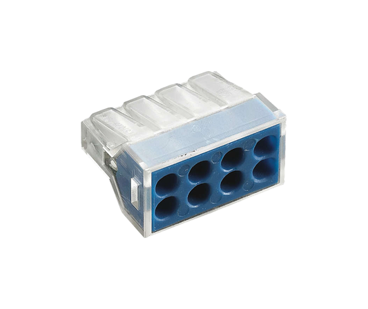 Blue Fixed Wire Connector 400V 24A for 8 Wires (0.75 - 2.5mm²)