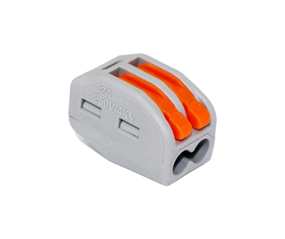 Reusable Fixed Wire Connector 400V 32A Grey & Orange for 2 Wires (0.08 - 2.5mm²)