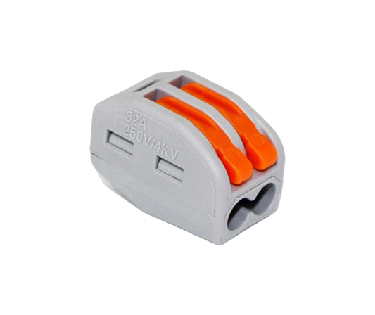 Reusable Fixed Wire Connector 400V 32A Grey & Orange for 2 Wires (0.08 - 2.5mm²)