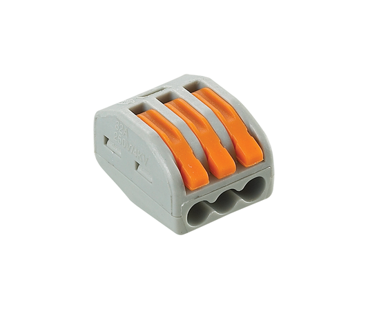 Reusable Fixed Wire Connector 400V 32A Grey & Orange for 3 Wires (0.08 - 2.5mm²)