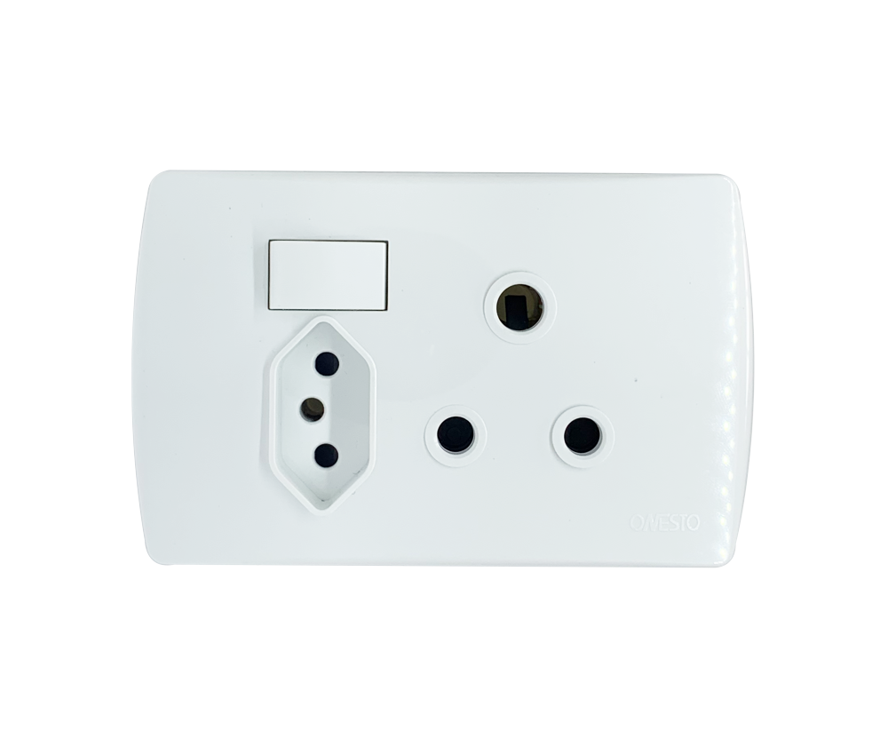 4X2 16A 3Pin Sa Socket + 3Pin Za Plug Socket White