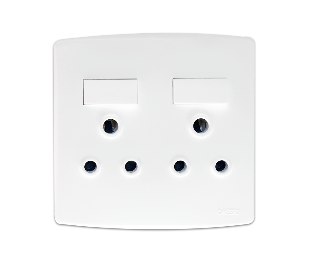 4X4 Double Switched Socket Outlet Econo White