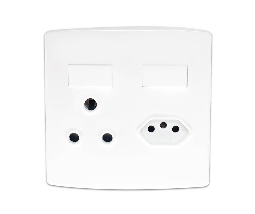 4X4 Single Switched Socket + 3Pin Za Plug Socket White