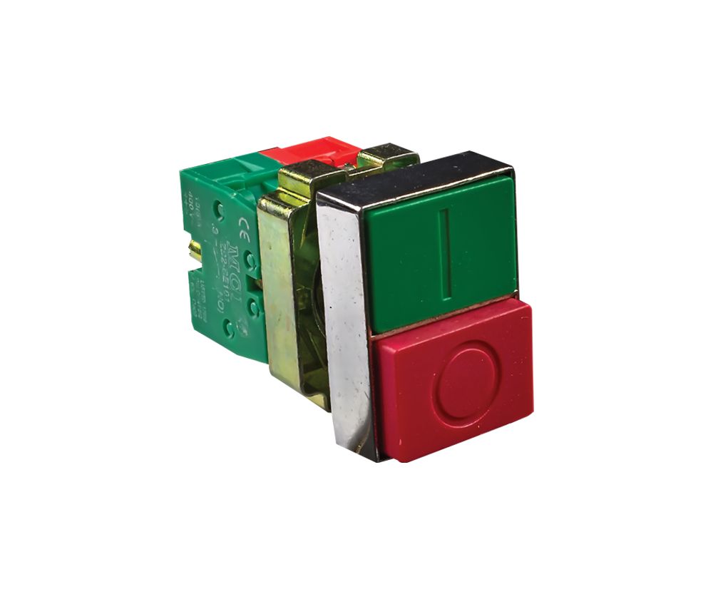 Non-Illuminated On-Off Pushbutton - 1 NO + 1 NC - Red/Green