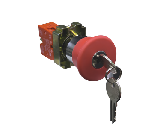 Key-Operated Emergency Stop - Latching - 40mm - 1 NC Red